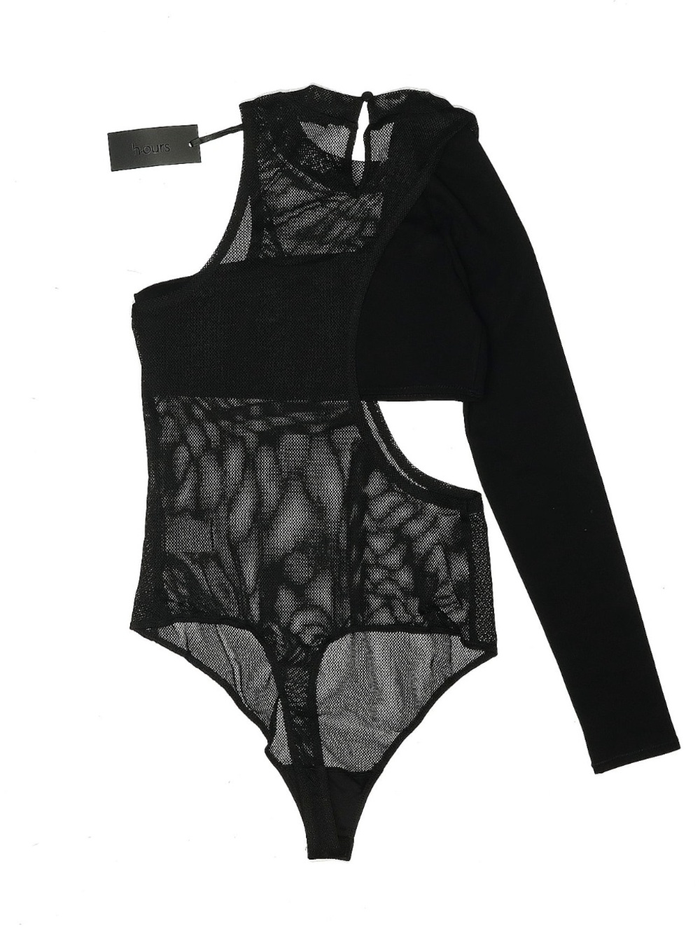 NWT H:ours x REVOLVE Asymmetric One-Shoulder Mesh Bodysuit - S - Picture 3 of 4